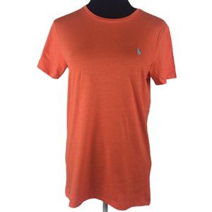 Ralph Lauren Sport Womens Orange Crew Neck T-Shirt‎ Shirt Aqua Pony Size XS NEW